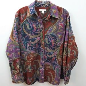 Coldwater Creek Long Sleeve Paisley button up top